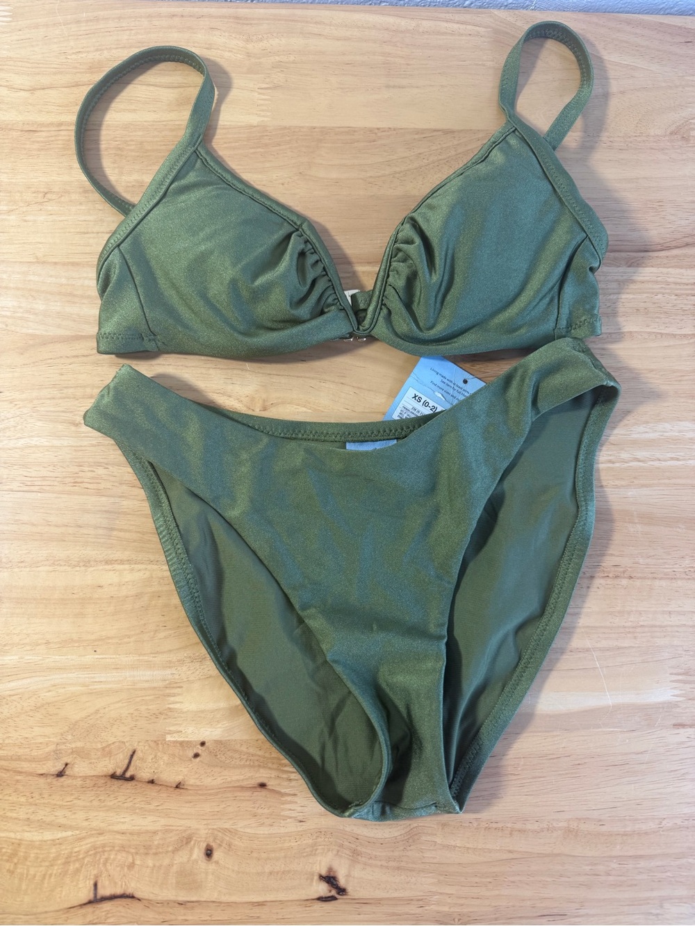 Shade & Shore Olive Green Triangle Bikini Set